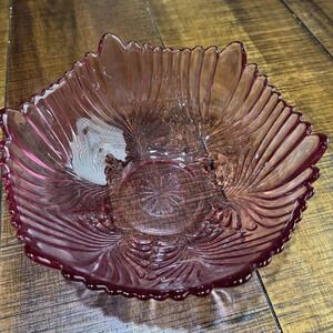 FENTON DUSTY ROSE #9627DK BOWL BEAUTY PATTERN 1986-89 VINTAGE ART GLASS 9 INCH
